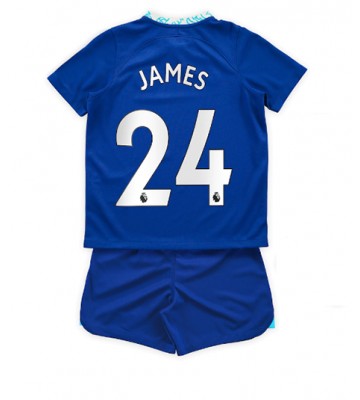 Chelsea Reece James #24 Hjemmedraktsett Barn 2022-23 Kortermet (+ Korte bukser)